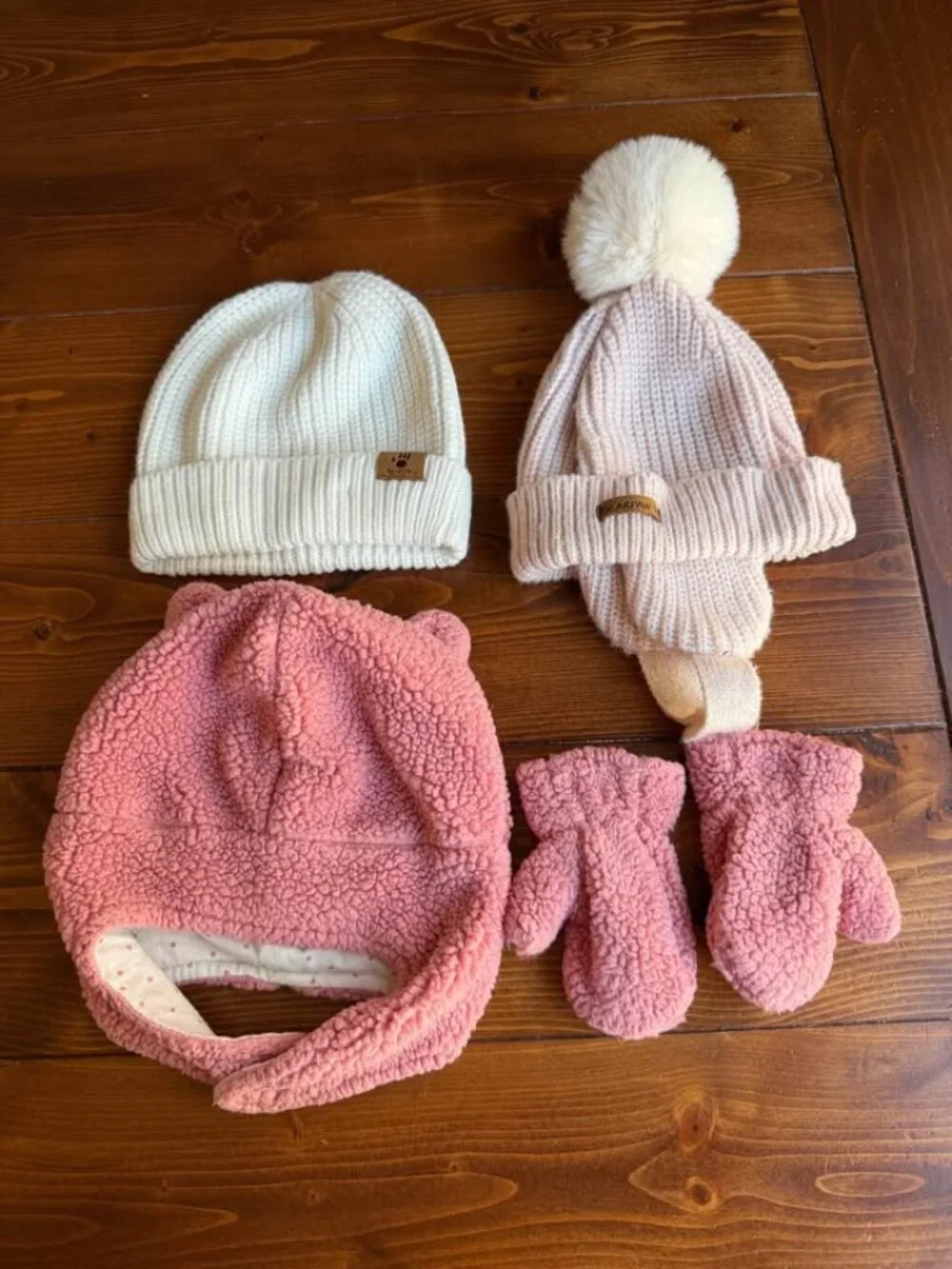 Baby Girl Winter Hat Lot 12-24M Bearpaw Carter’s Knit Fleece Hats & Mittens